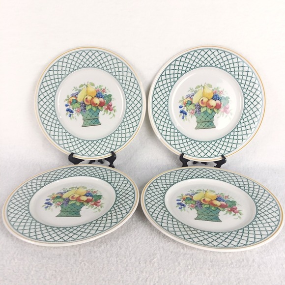 Villeroy & Boch Other - 4 Villeroy & Boch Basket Porcelain Dinner Plates 10.5" Germany Discontinued